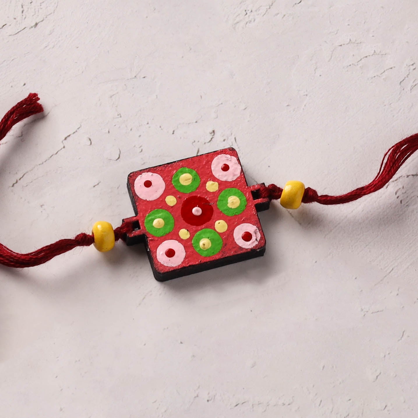 Mandala Art Handpainted Wooden Rakhi 30