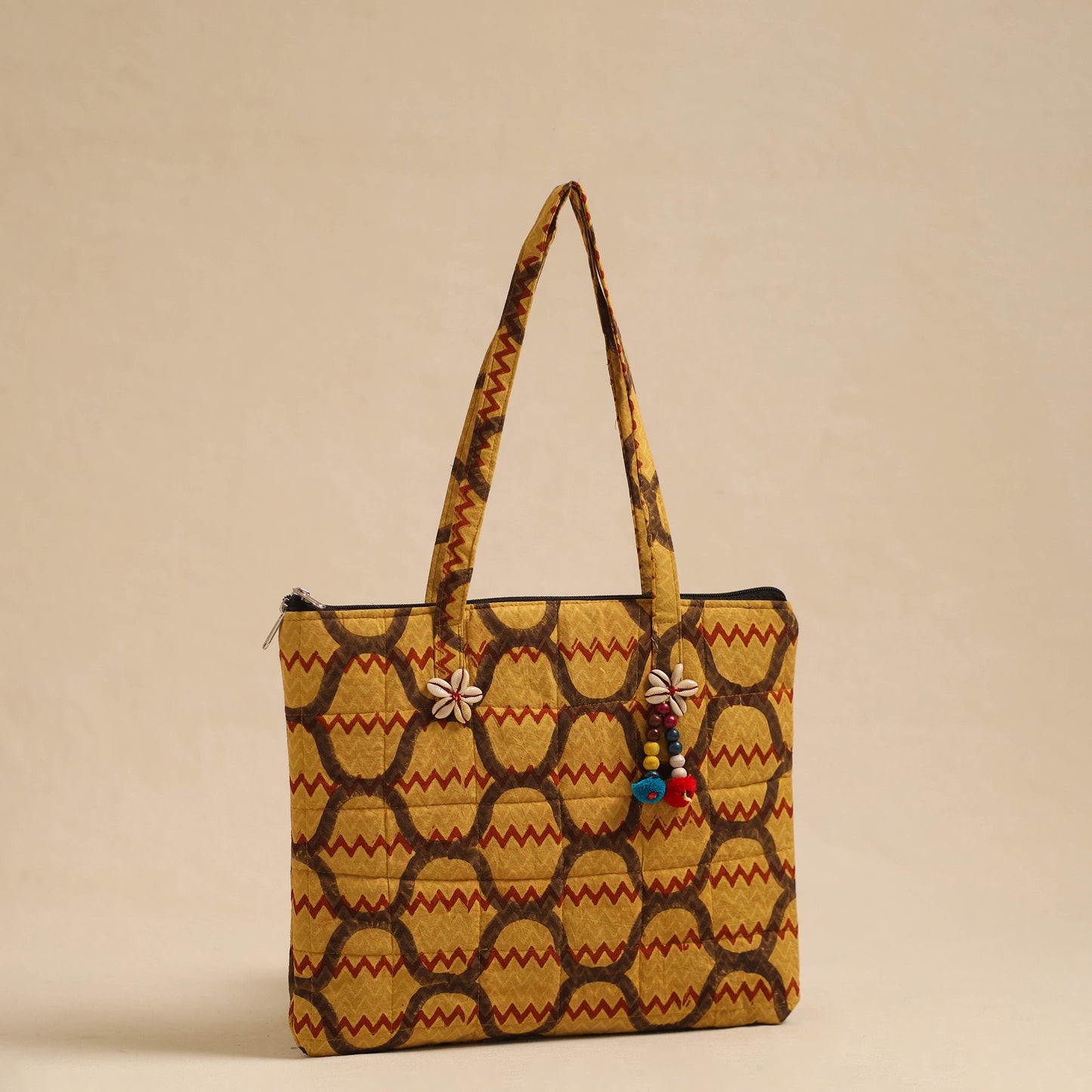 Yellow Handcrafted Quilted Cotton Hand Bag