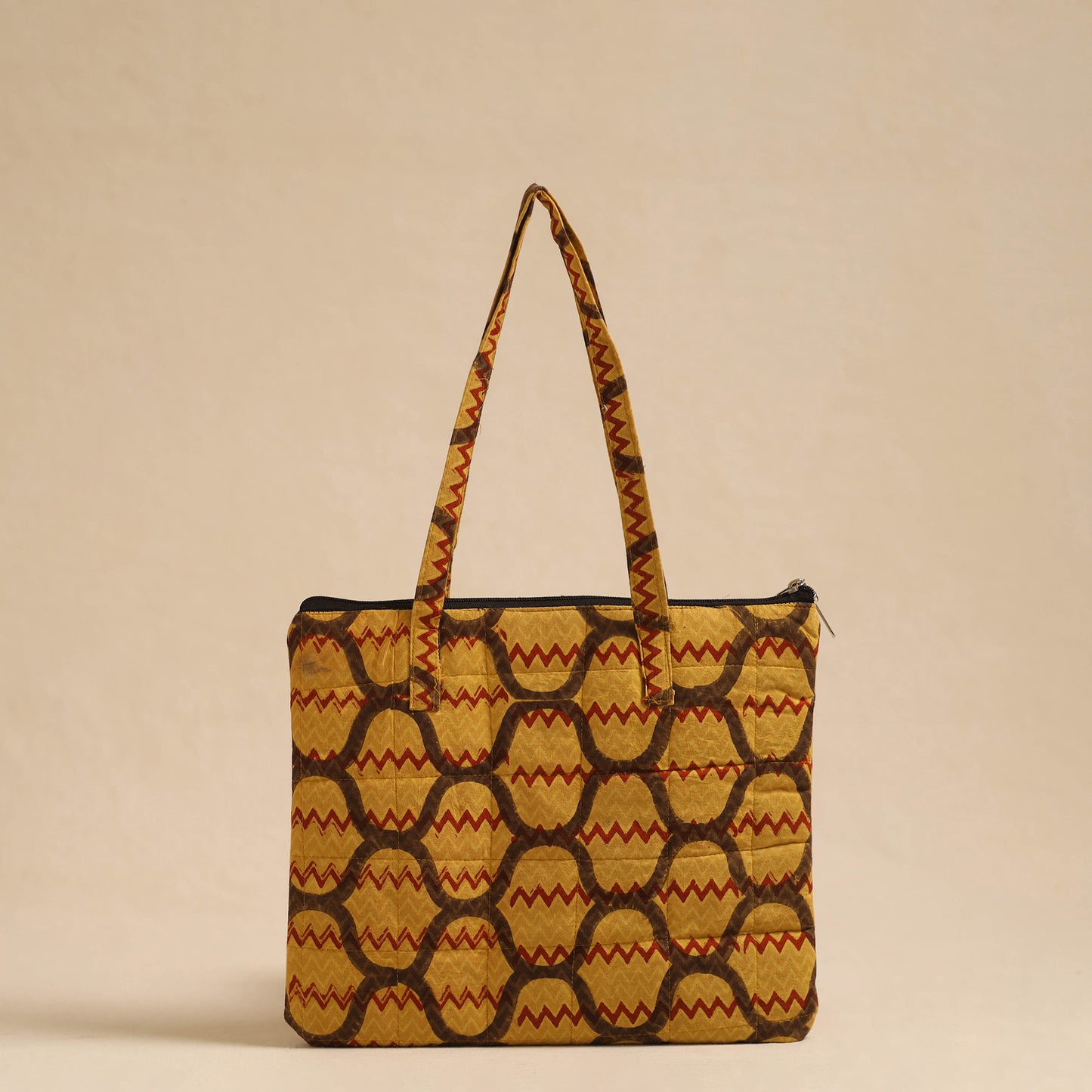 Yellow Handcrafted Quilted Cotton Hand Bag