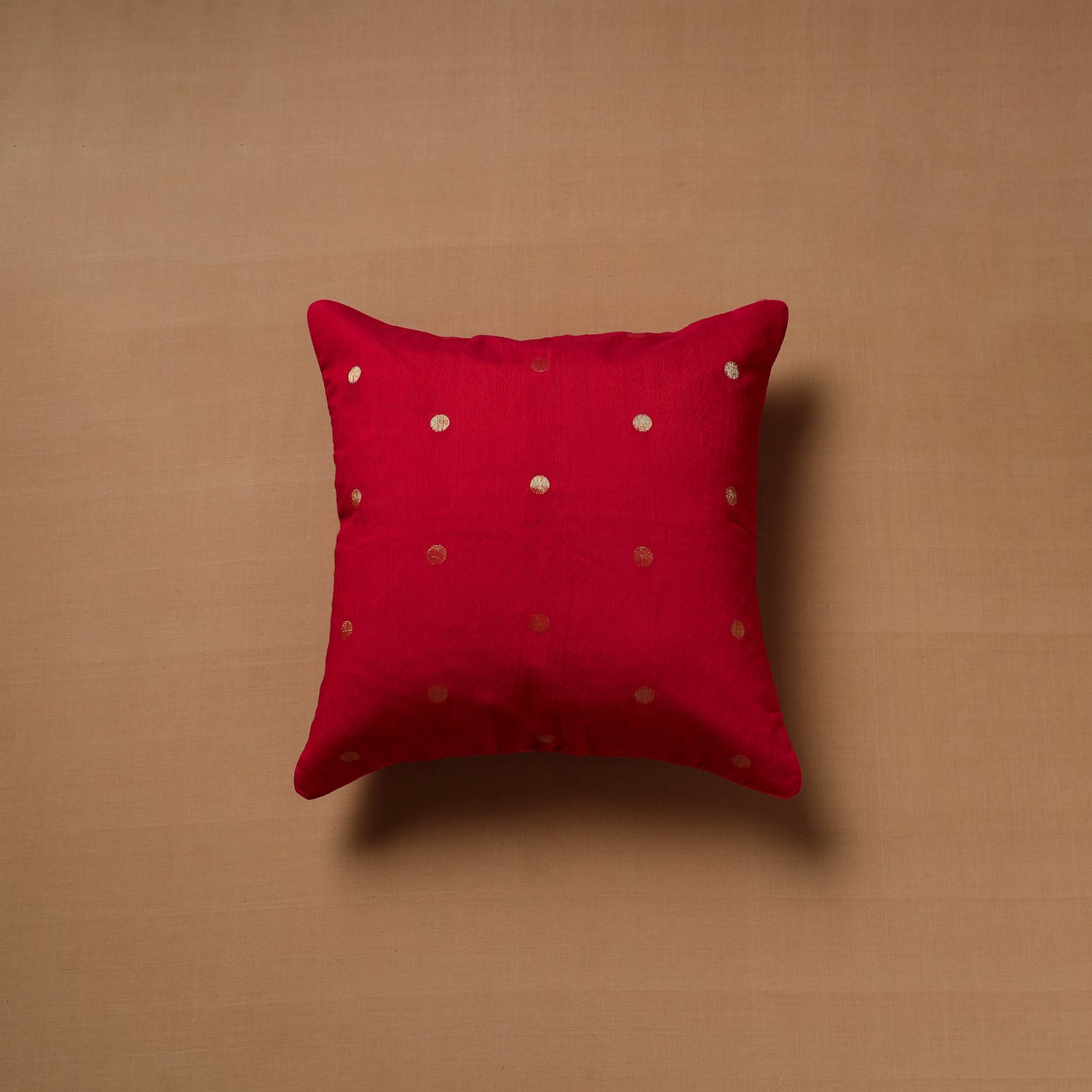 Polka Dot Zari Buti Plain Cushion Cover (16 x 16 in) 11
