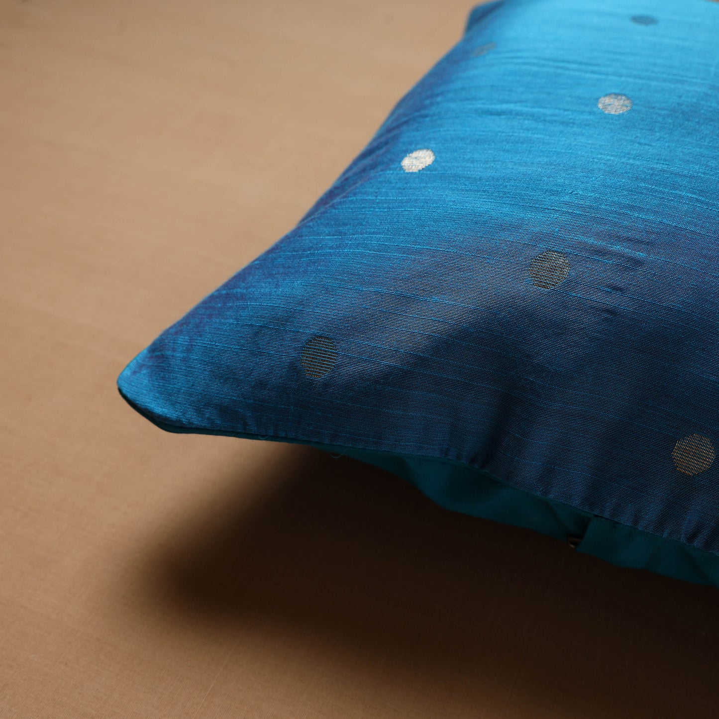 Polka Dot Zari Buti Plain Cushion Cover (16 x 16 in) 12