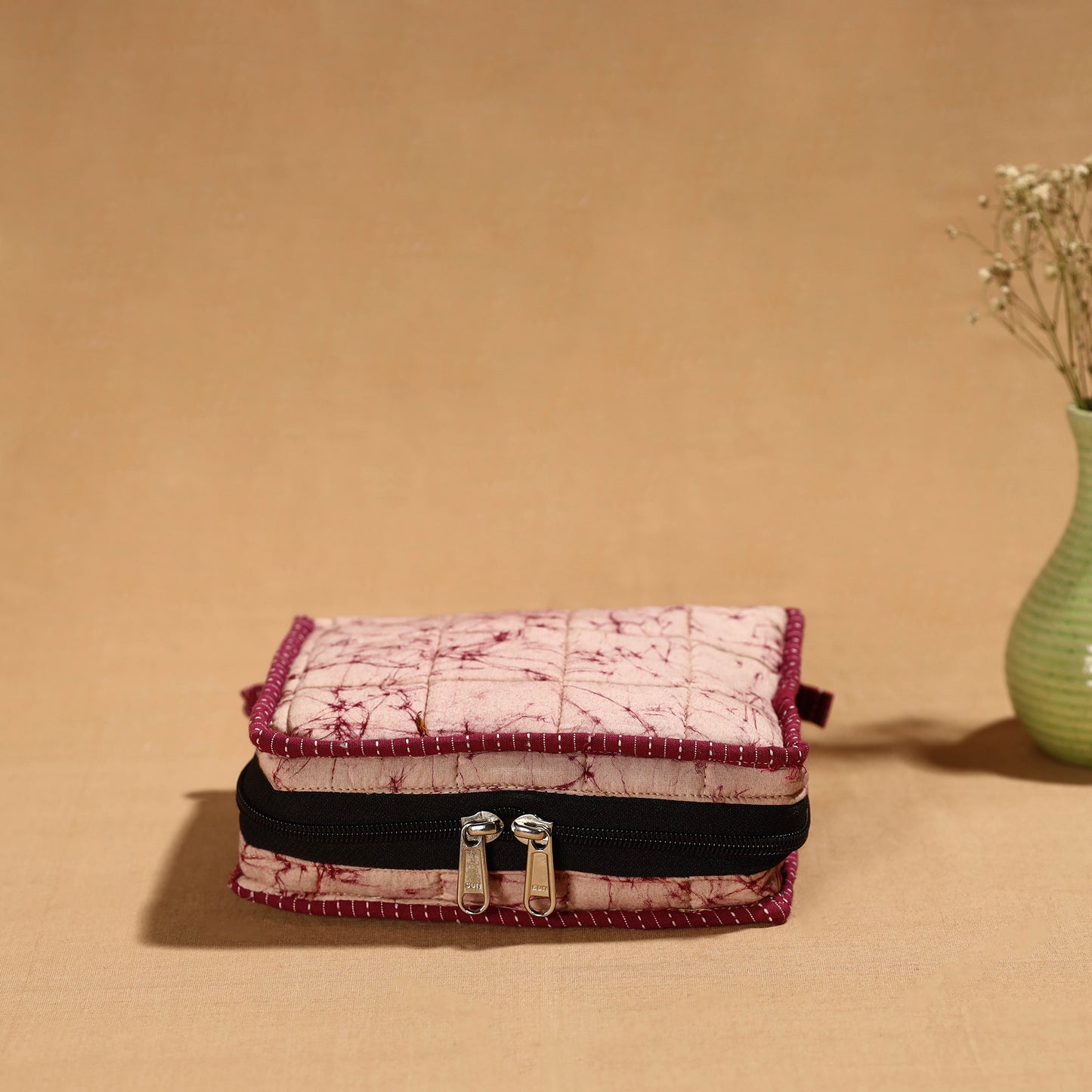 Purple Handmade Cotton Jewelry Bag - 4 Pockets | iTokri