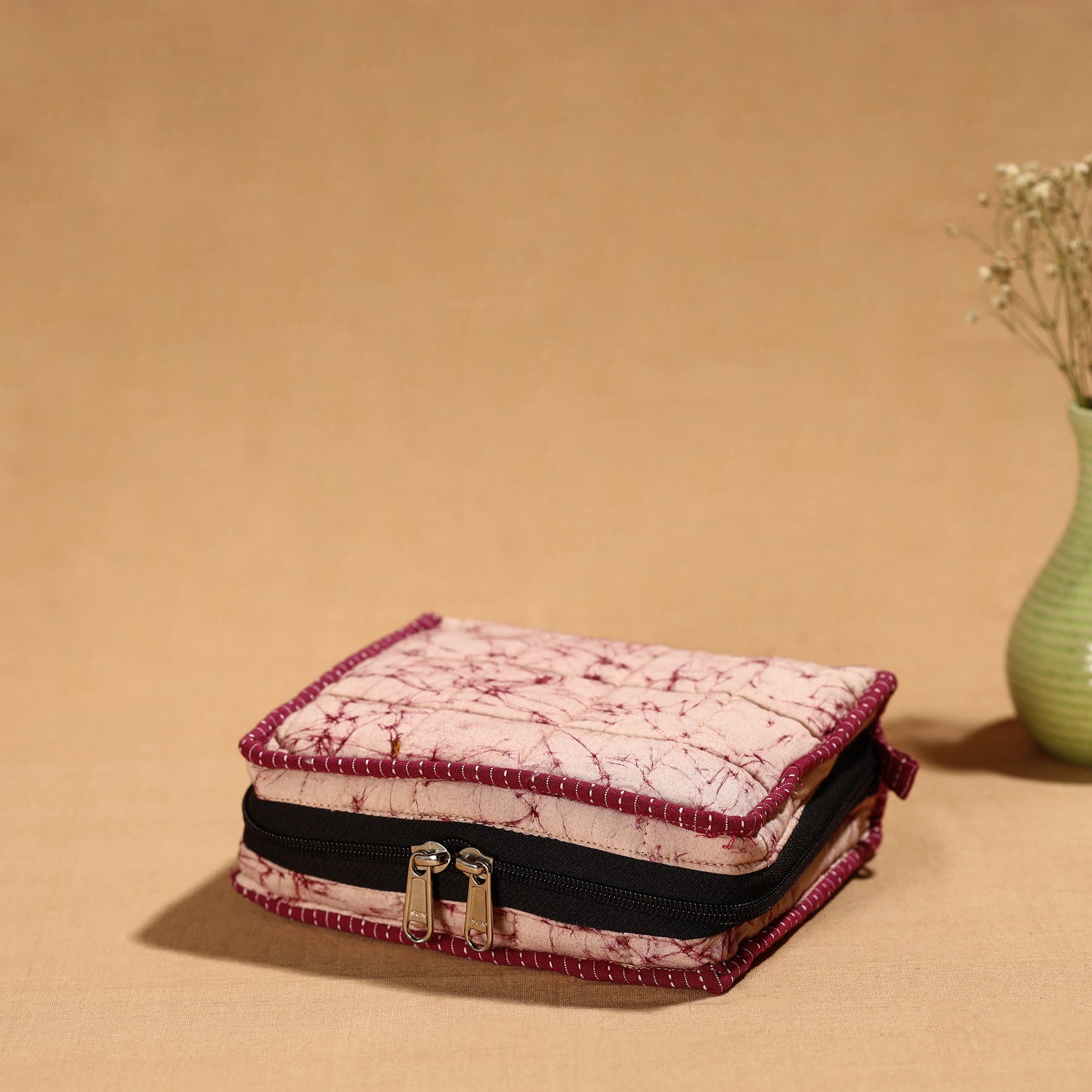 Purple Handmade Cotton Jewelry Bag - 4 Pockets | iTokri