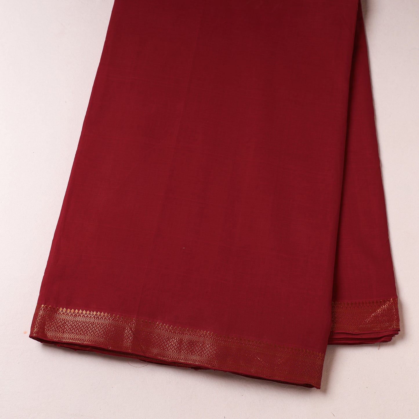 Red - Original Mangalagiri Handloom Cotton Zari Border Fabric