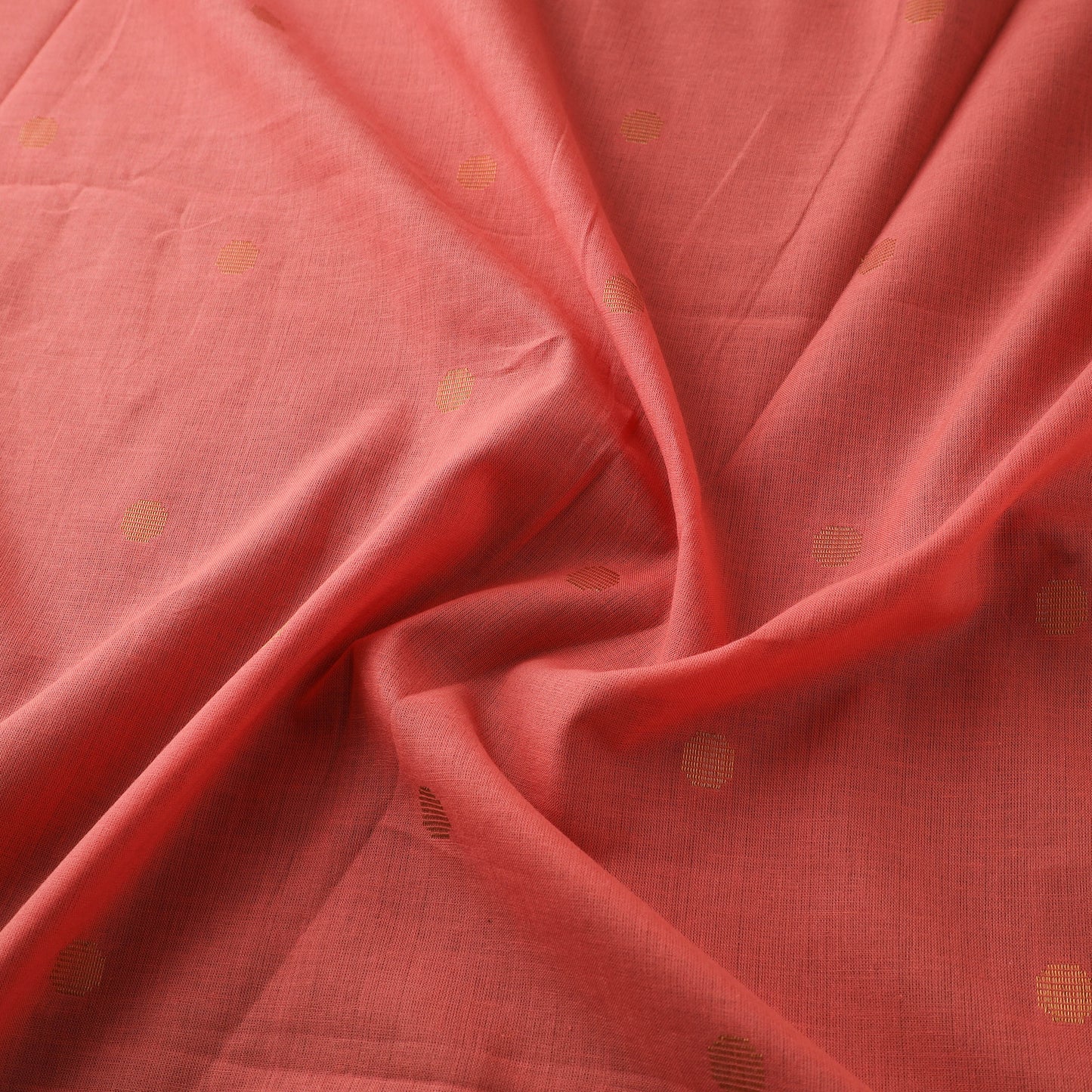 Peach - Prewashed Cotton Zari Buti Jacquard Fabric 01