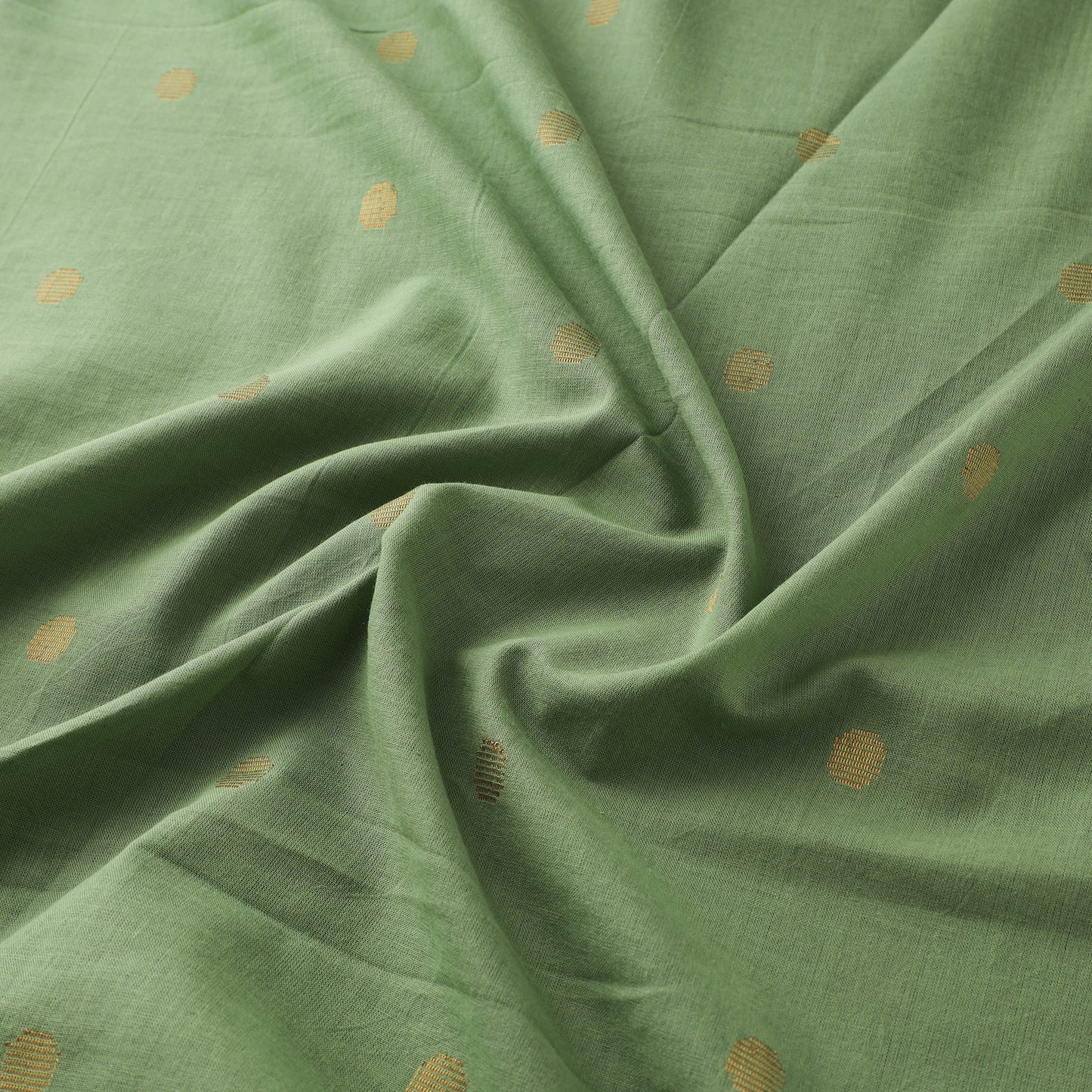 Green - Prewashed Cotton Zari Buti Jacquard Fabric 02