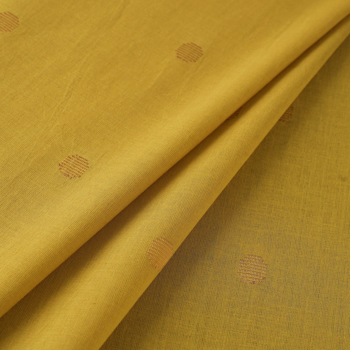 Yellow - Prewashed Cotton Zari Buti Jacquard Fabric 04