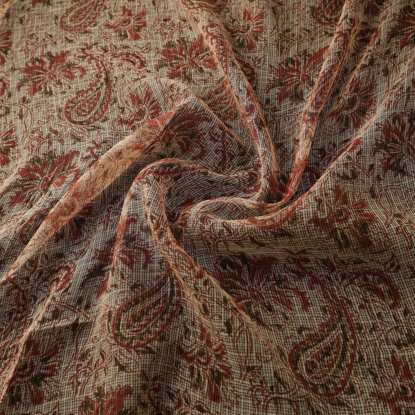 Pedana Hand Block Print Natural Dyed Kota Doria Cotton Kalamkari Fabric 07