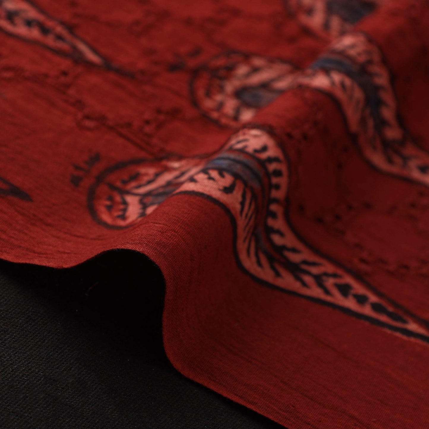 Red - Hakoba Hand Block Ajrakh Print Natural Dyed Cotton Fabric 07