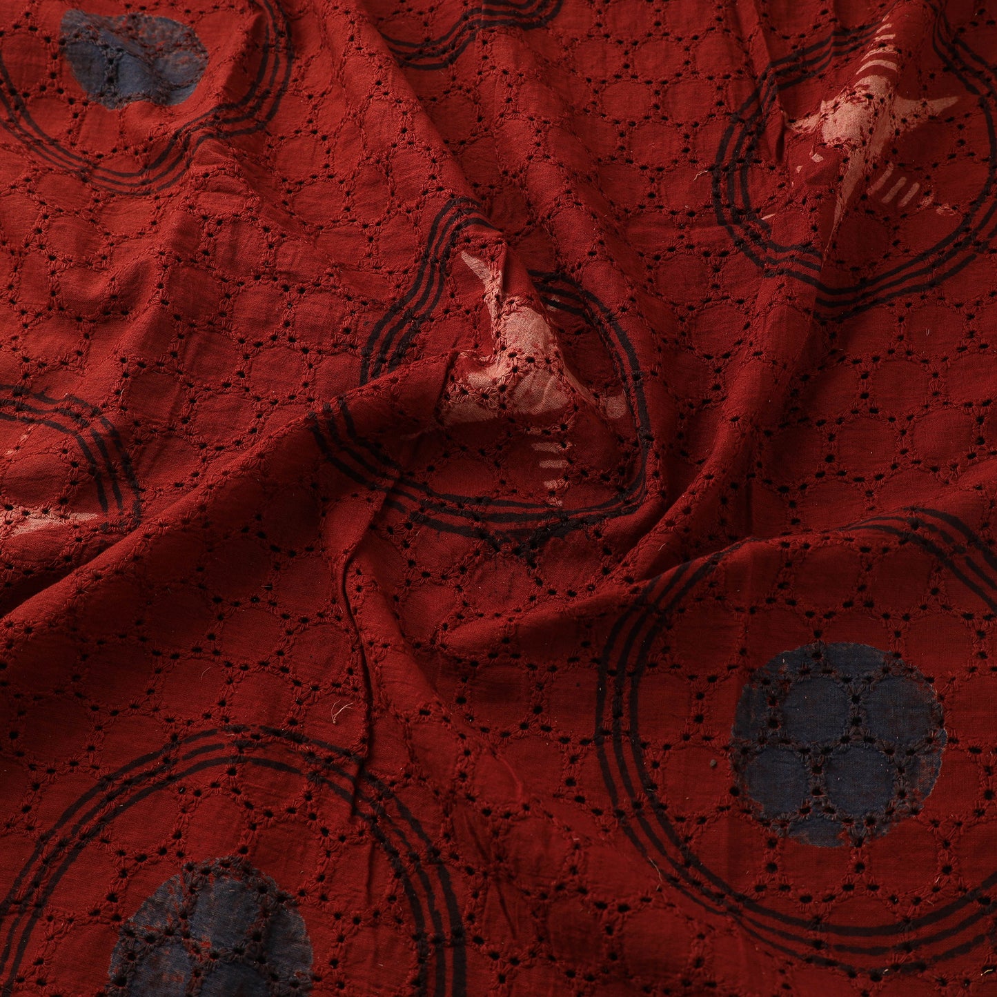 Red - Hakoba Hand Block Ajrakh Print Natural Dyed Cotton Fabric 09