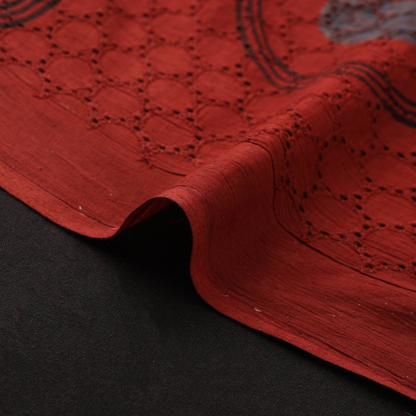 Red - Hakoba Hand Block Ajrakh Print Natural Dyed Cotton Fabric 09