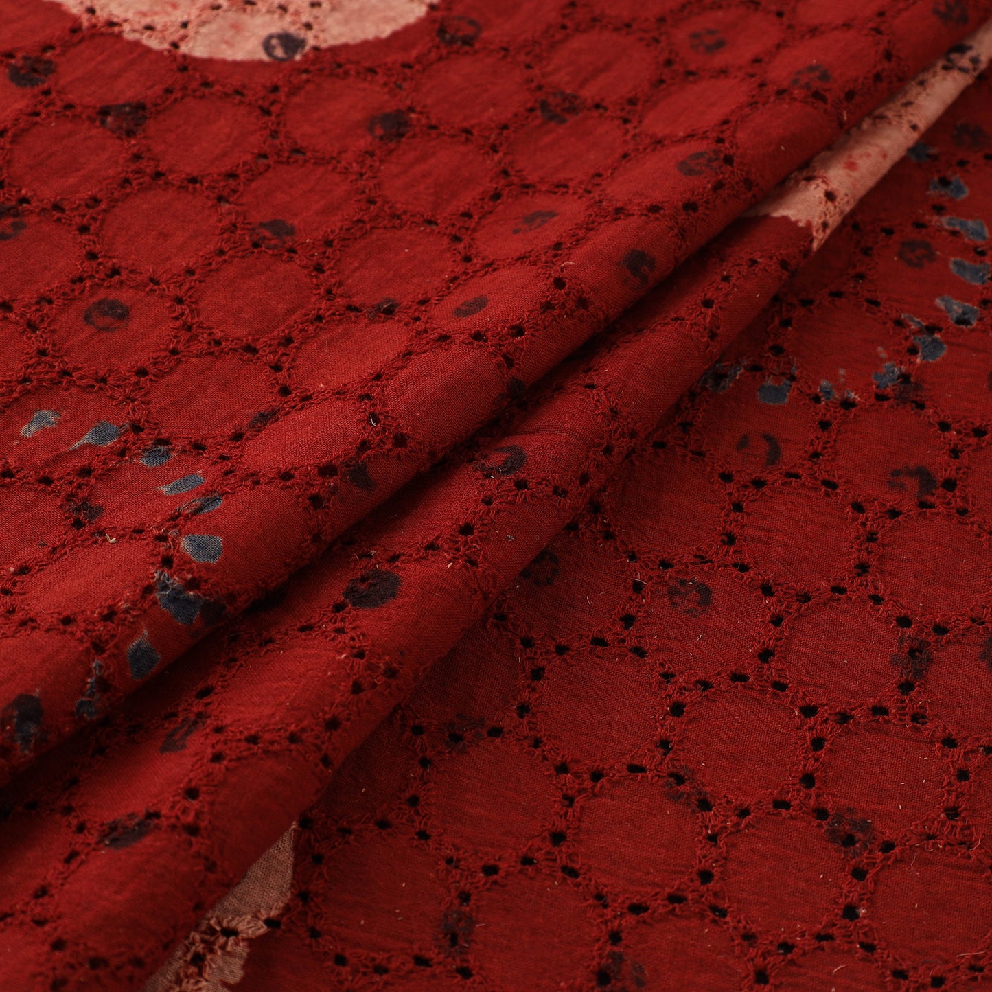 Red - Hakoba Hand Block Ajrakh Print Natural Dyed Cotton Fabric 11