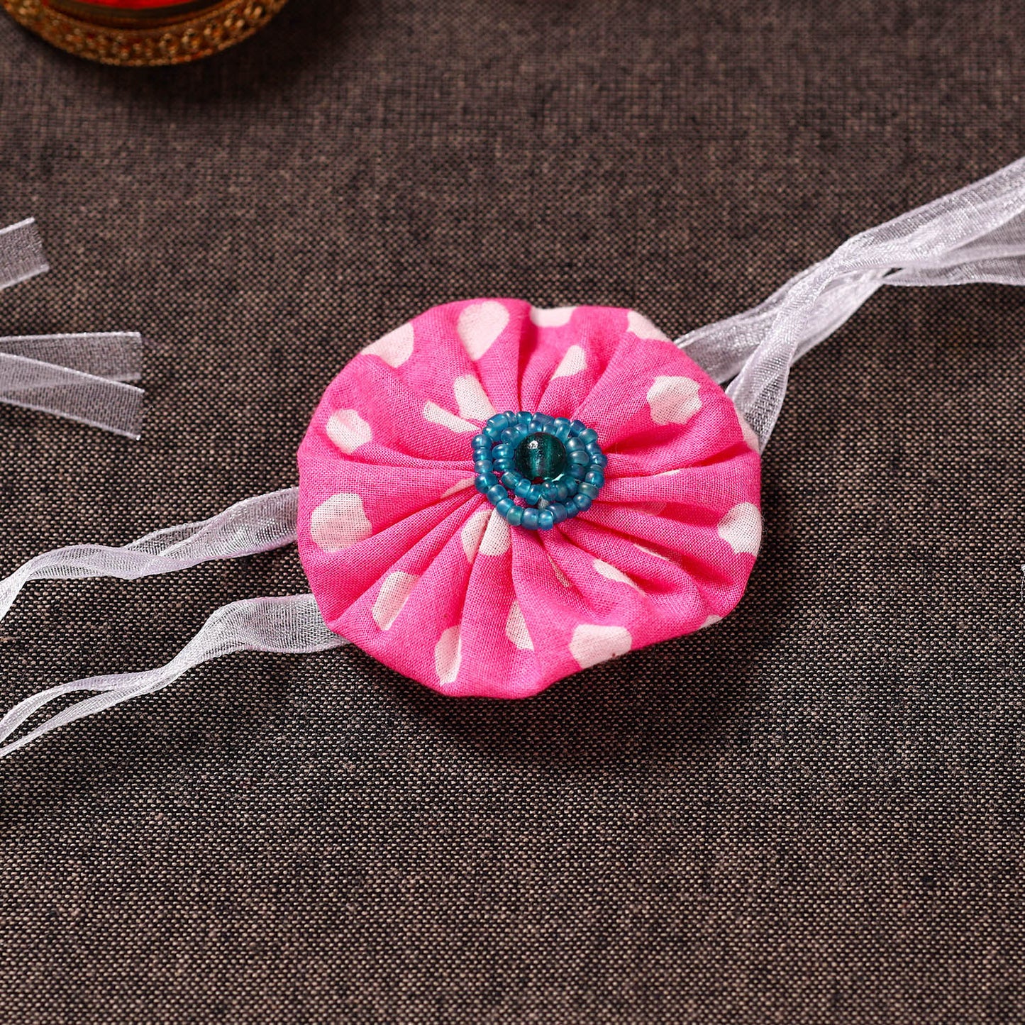 Yo Yo Flower - Handmade Blue Mango Rakhi