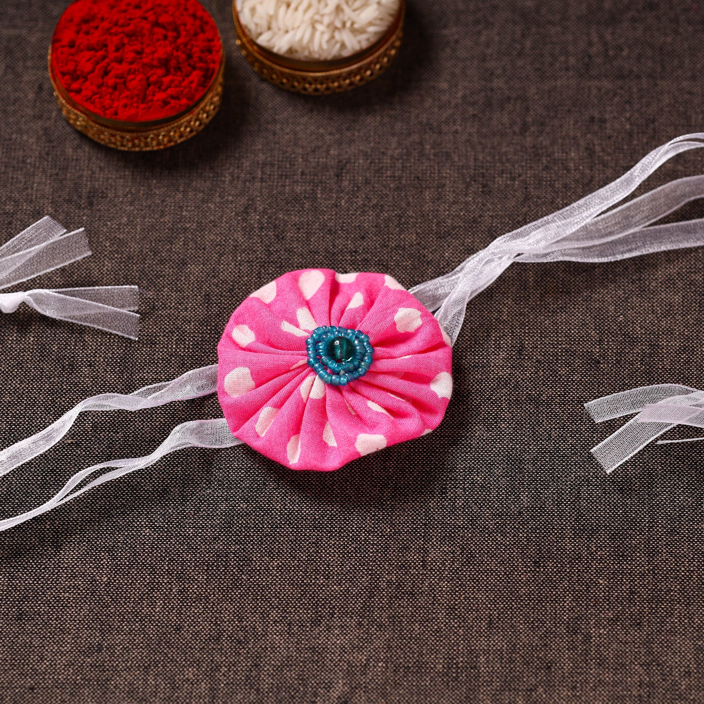 Yo Yo Flower - Handmade Blue Mango Rakhi
