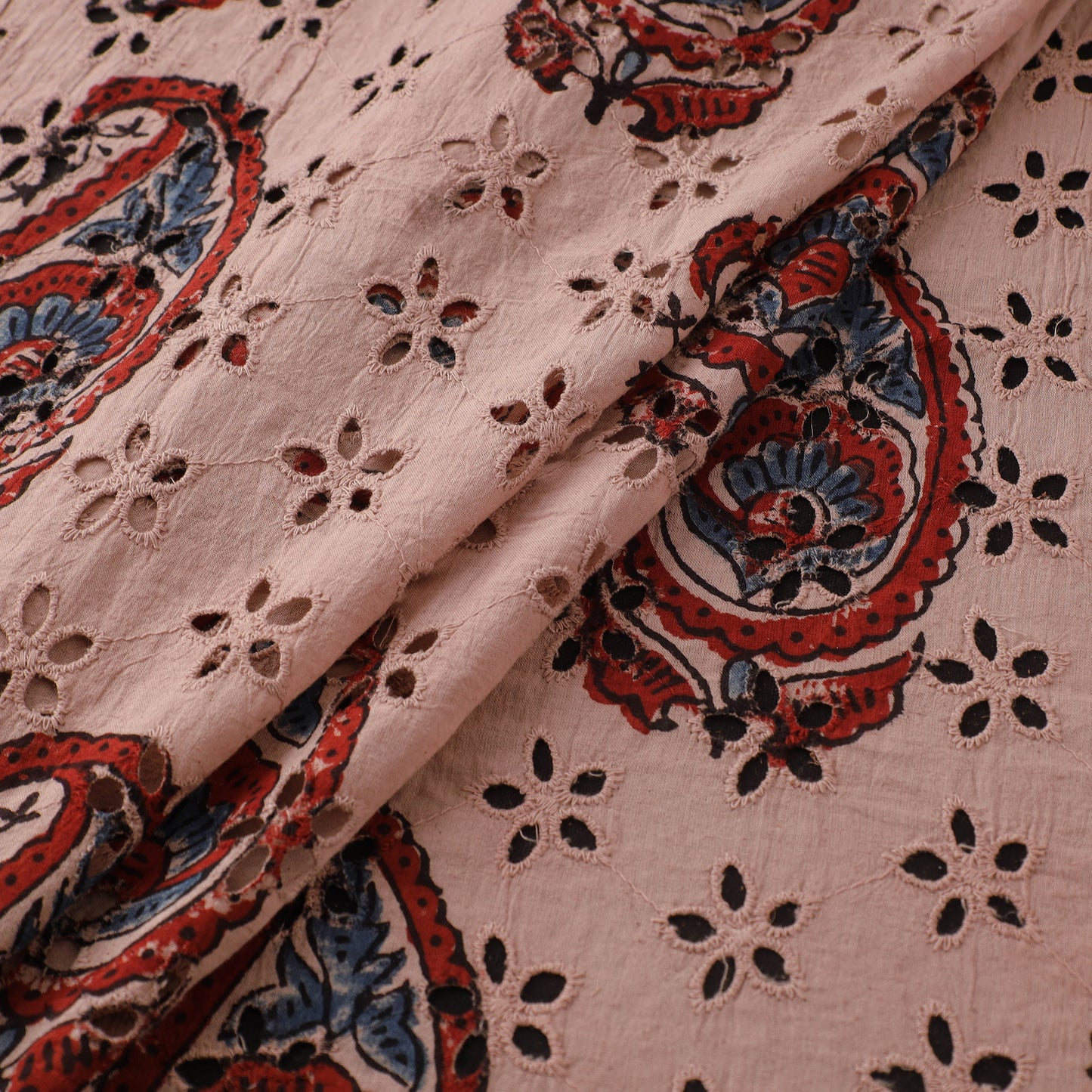 Peach - Hakoba Hand Block Ajrakh Print Natural Dyed Cotton Fabric 27