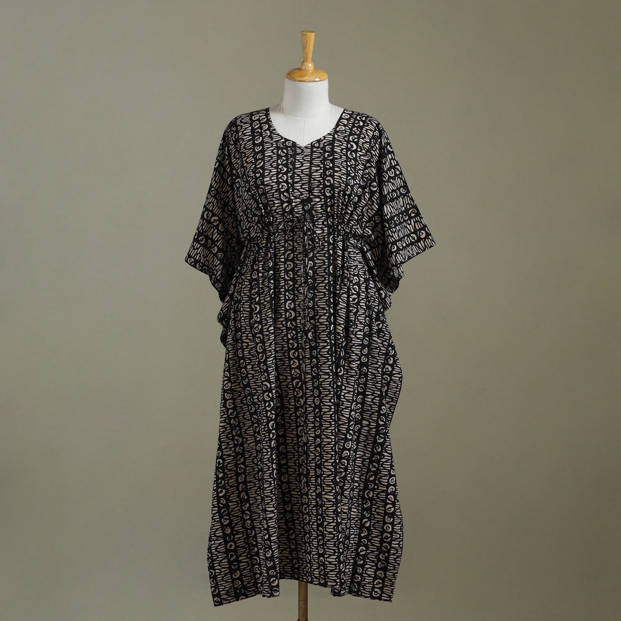 Black - Kalamkari Block Print Cotton Kids Kaftan (3-4 Years) 52 main image 0