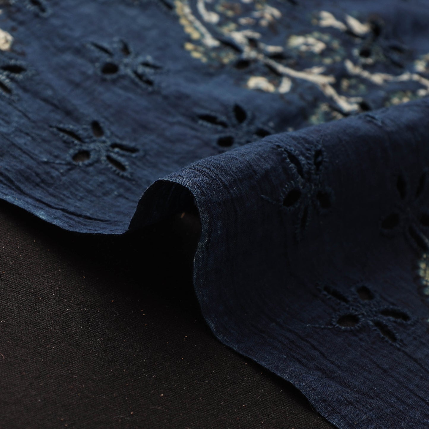 Blue - Hakoba Hand Block Ajrakh Print Natural Dyed Cotton Fabric 33