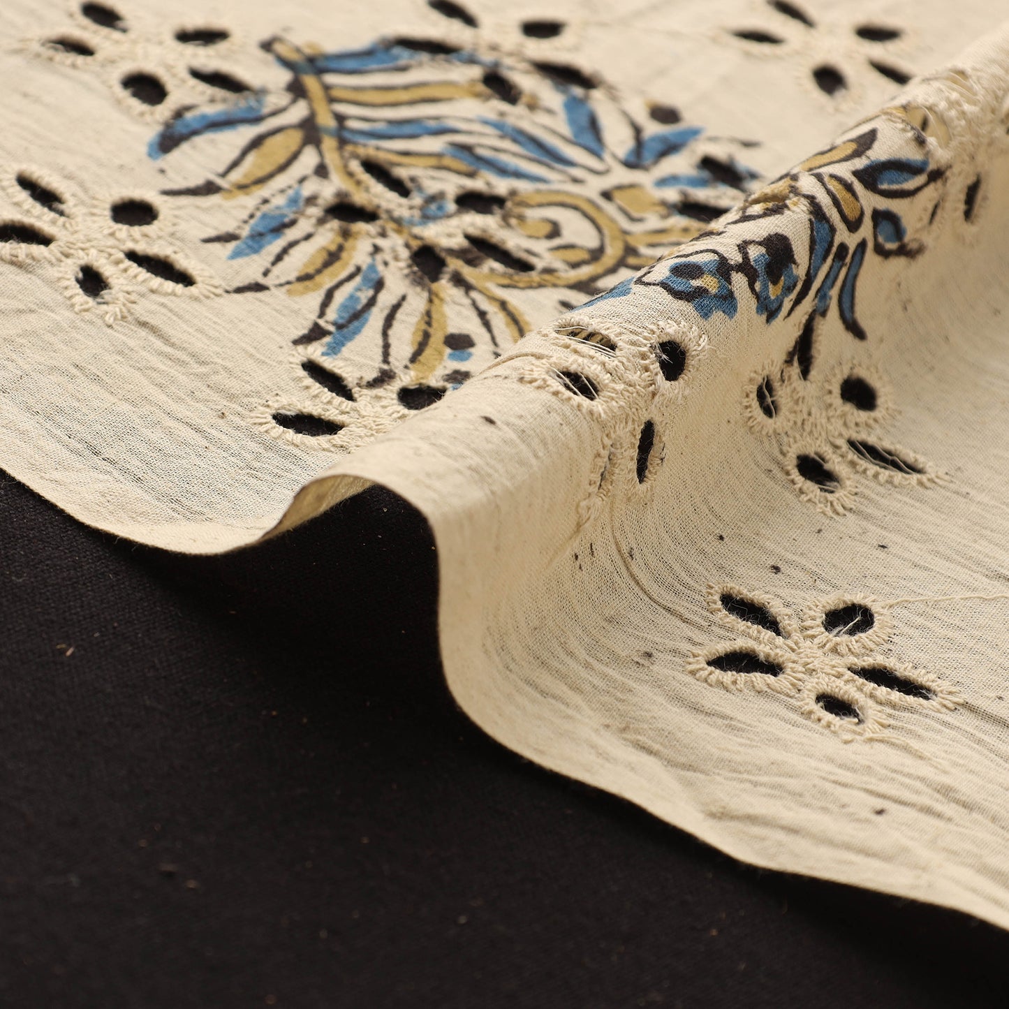 Beige - Hakoba Hand Block Ajrakh Print Natural Dyed Cotton Fabric 35