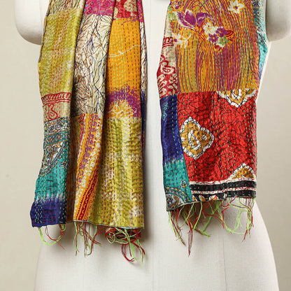 Multicolor - Bengal Kantha Embroidery Patchwork Reversible Silk Stole 51