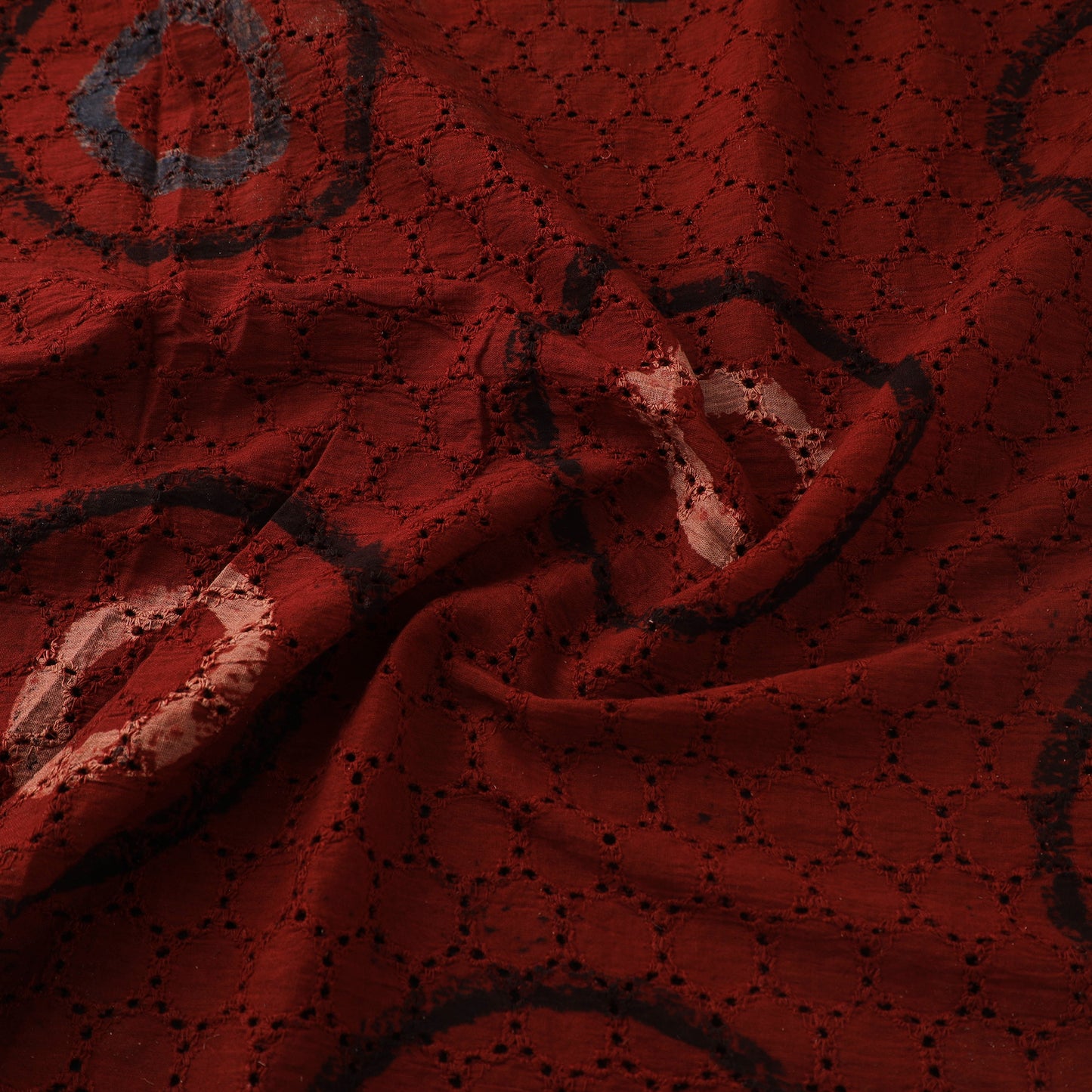 Red - Hakoba Hand Block Ajrakh Print Natural Dyed Cotton Fabric 54
