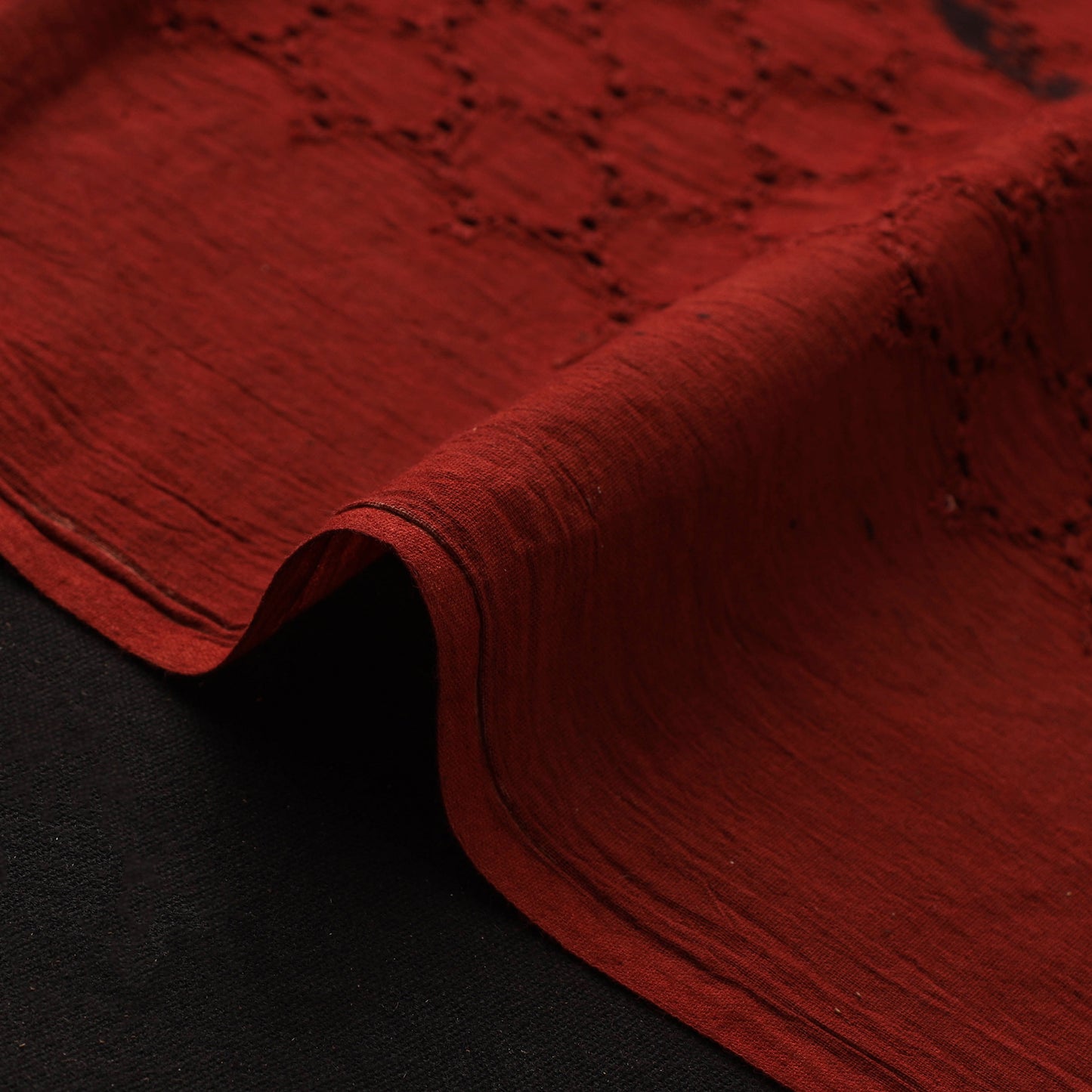 Red - Hakoba Hand Block Ajrakh Print Natural Dyed Cotton Fabric 54