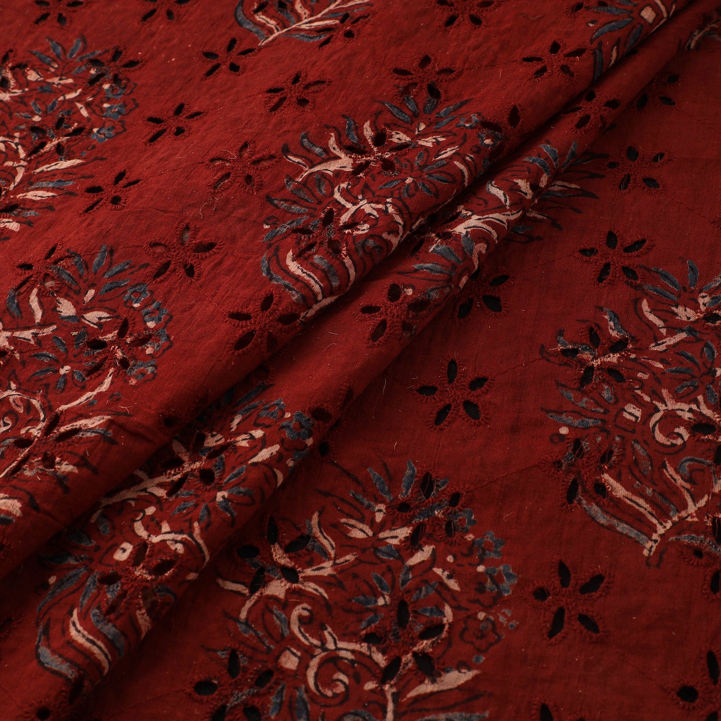 Red - Hakoba Hand Block Ajrakh Print Natural Dyed Cotton Fabric 60