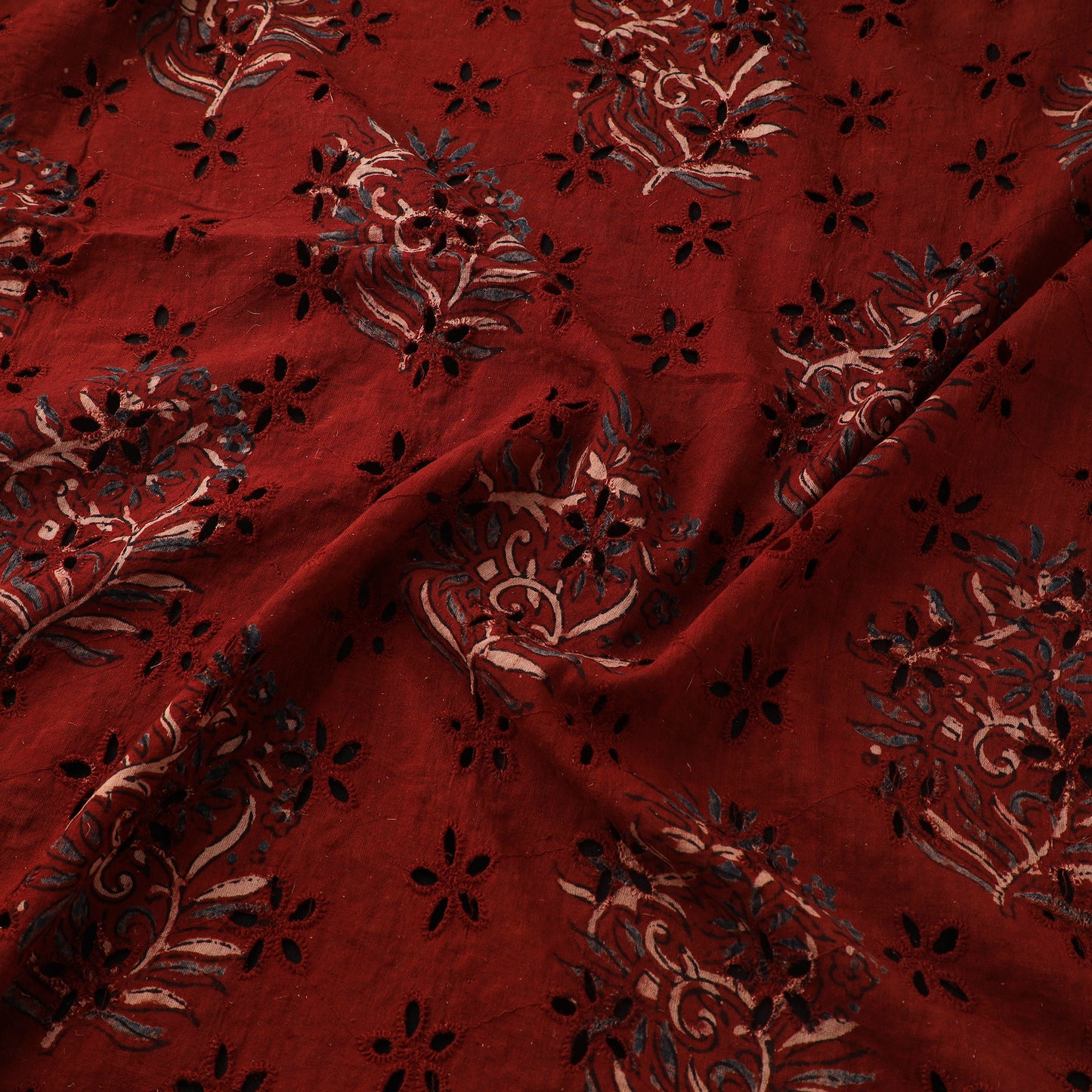Red - Hakoba Hand Block Ajrakh Print Natural Dyed Cotton Fabric 60