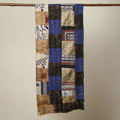 Multicolor - Bengal Kantha Embroidery Patchwork Reversible Silk Stole 93