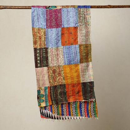 Multicolor - Bengal Kantha Embroidery Patchwork Reversible Silk Stole 75