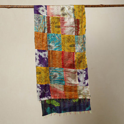 Multicolor - Bengal Kantha Embroidery Patchwork Reversible Silk Stole 76