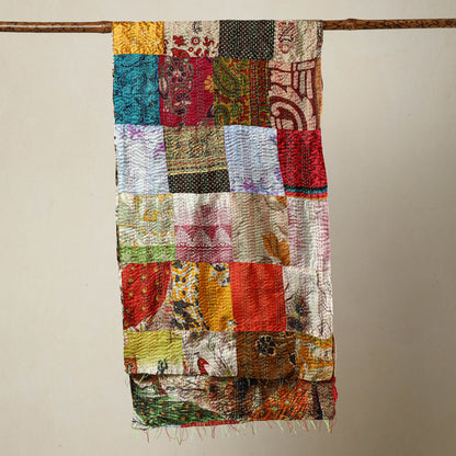 Multicolor - Bengal Kantha Embroidery Patchwork Reversible Silk Stole 72