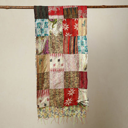 Multicolor - Bengal Kantha Embroidery Patchwork Reversible Silk Stole 66