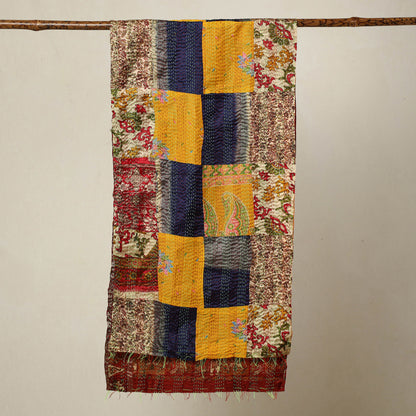 Multicolor - Bengal Kantha Embroidery Patchwork Reversible Silk Stole 65
