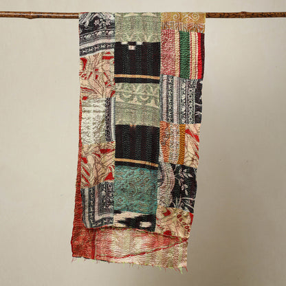 Multicolor - Bengal Kantha Embroidery Patchwork Reversible Silk Stole 58