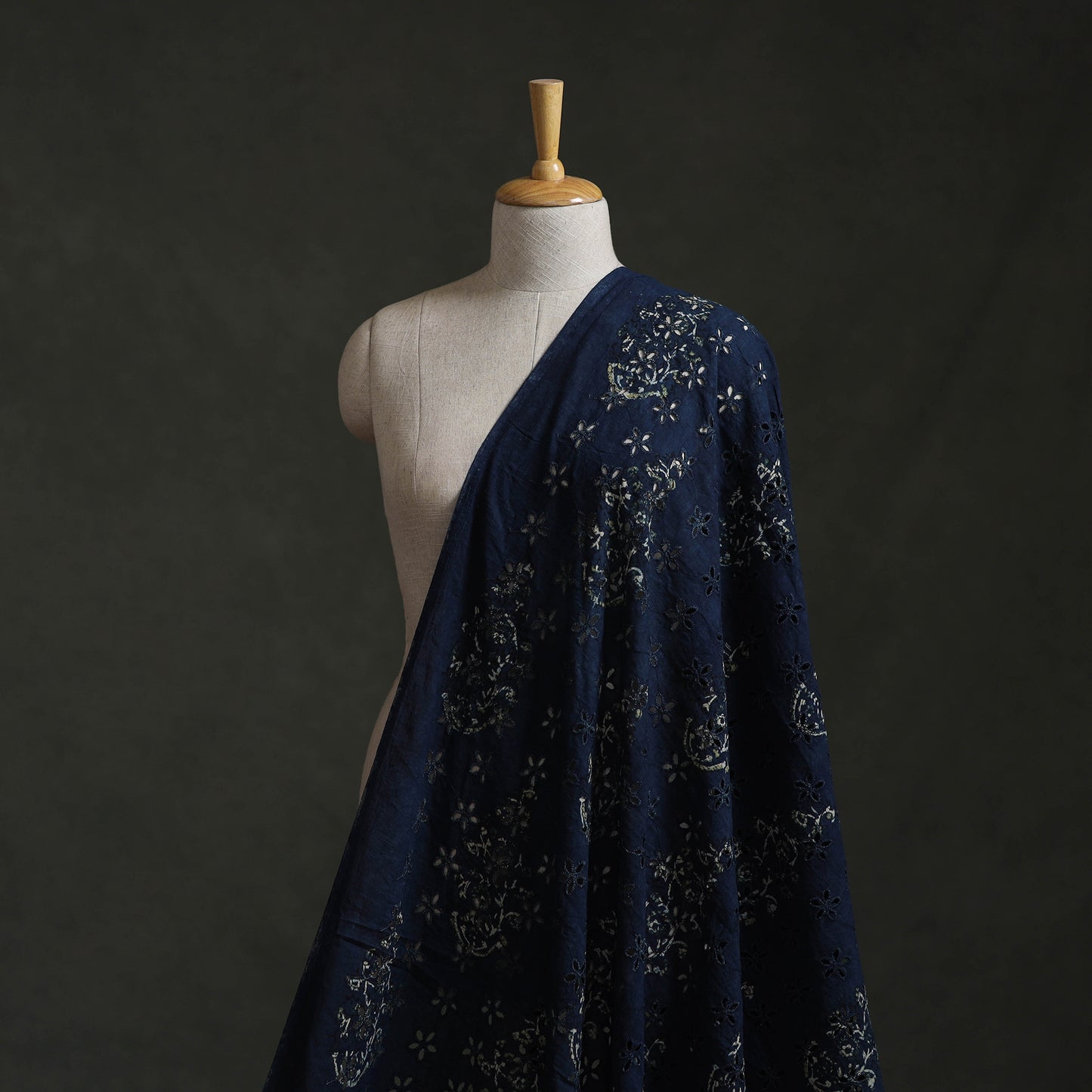 Blue - Hakoba Hand Block Ajrakh Print Natural Dyed Cotton Fabric 33