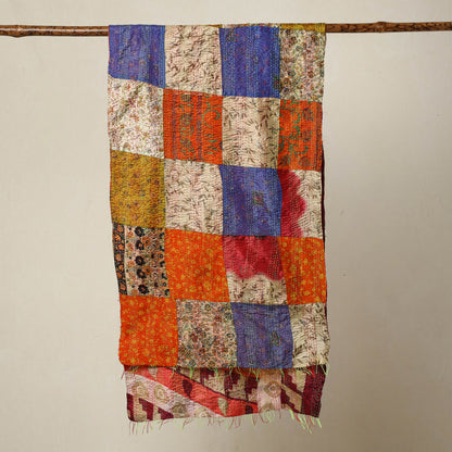 Multicolor - Bengal Kantha Embroidery Patchwork Reversible Silk Stole 54