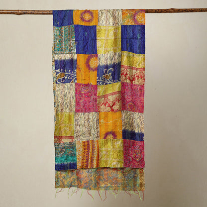 Multicolor - Bengal Kantha Embroidery Patchwork Reversible Silk Stole 51
