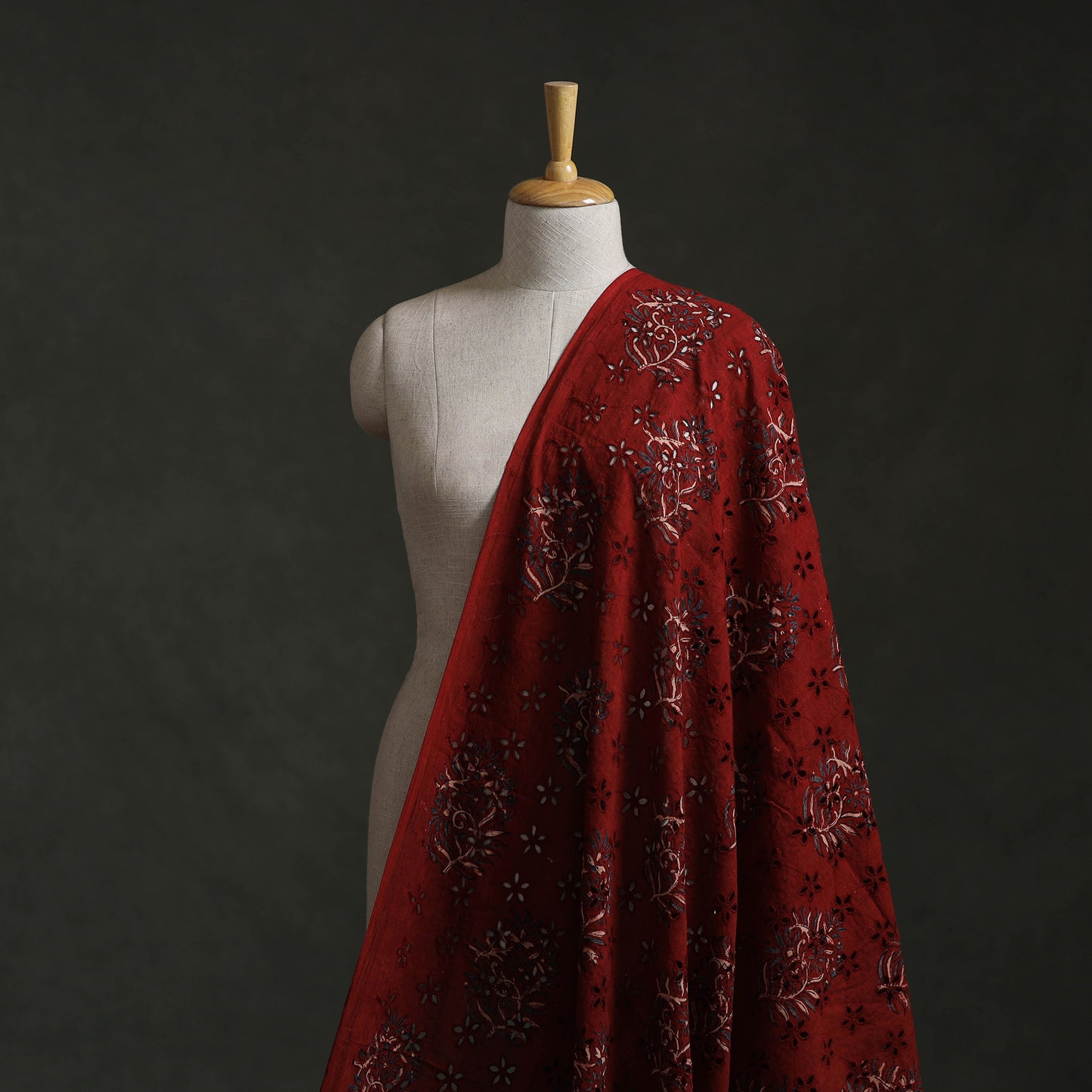 Red - Hakoba Hand Block Ajrakh Print Natural Dyed Cotton Fabric 60