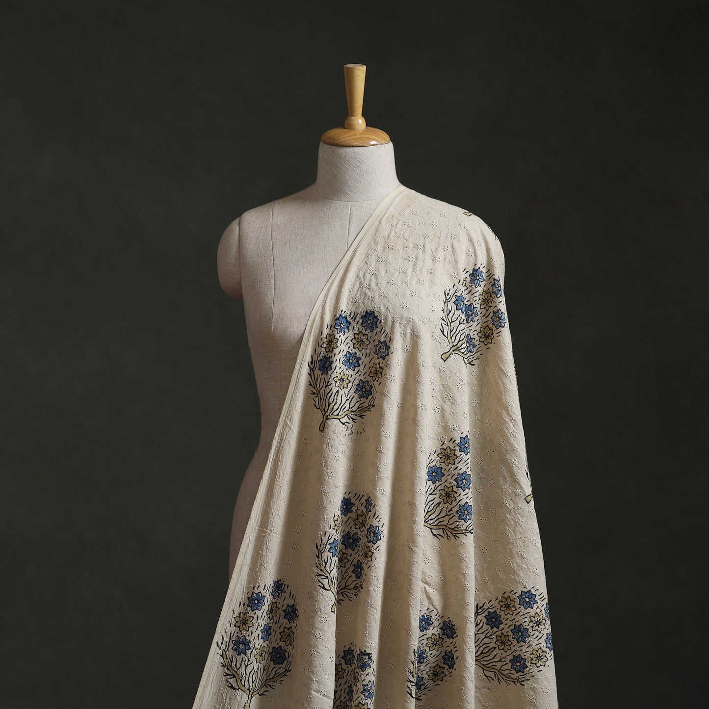 Beige - Hakoba Hand Block Ajrakh Print Natural Dyed Cotton Fabric 61
