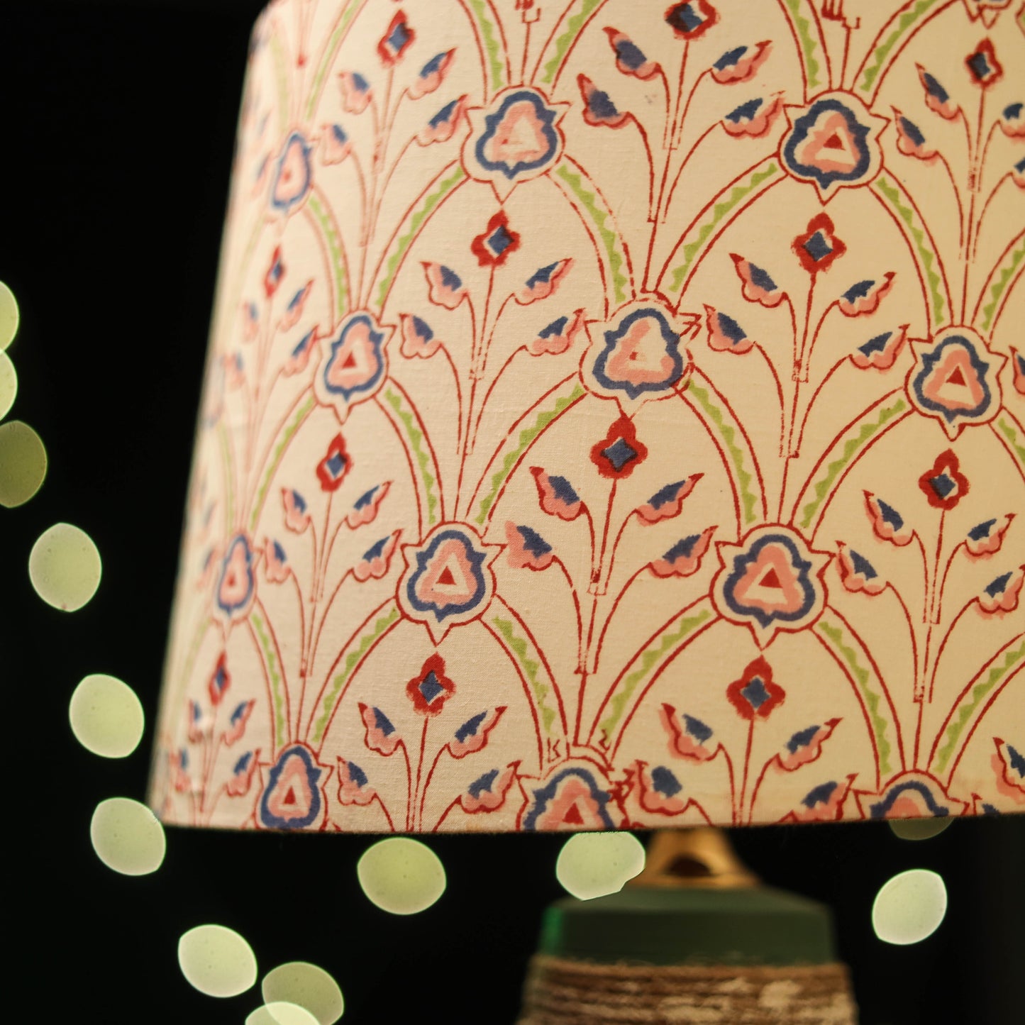 Beige - handcrafted floral fabric lamp shade 18