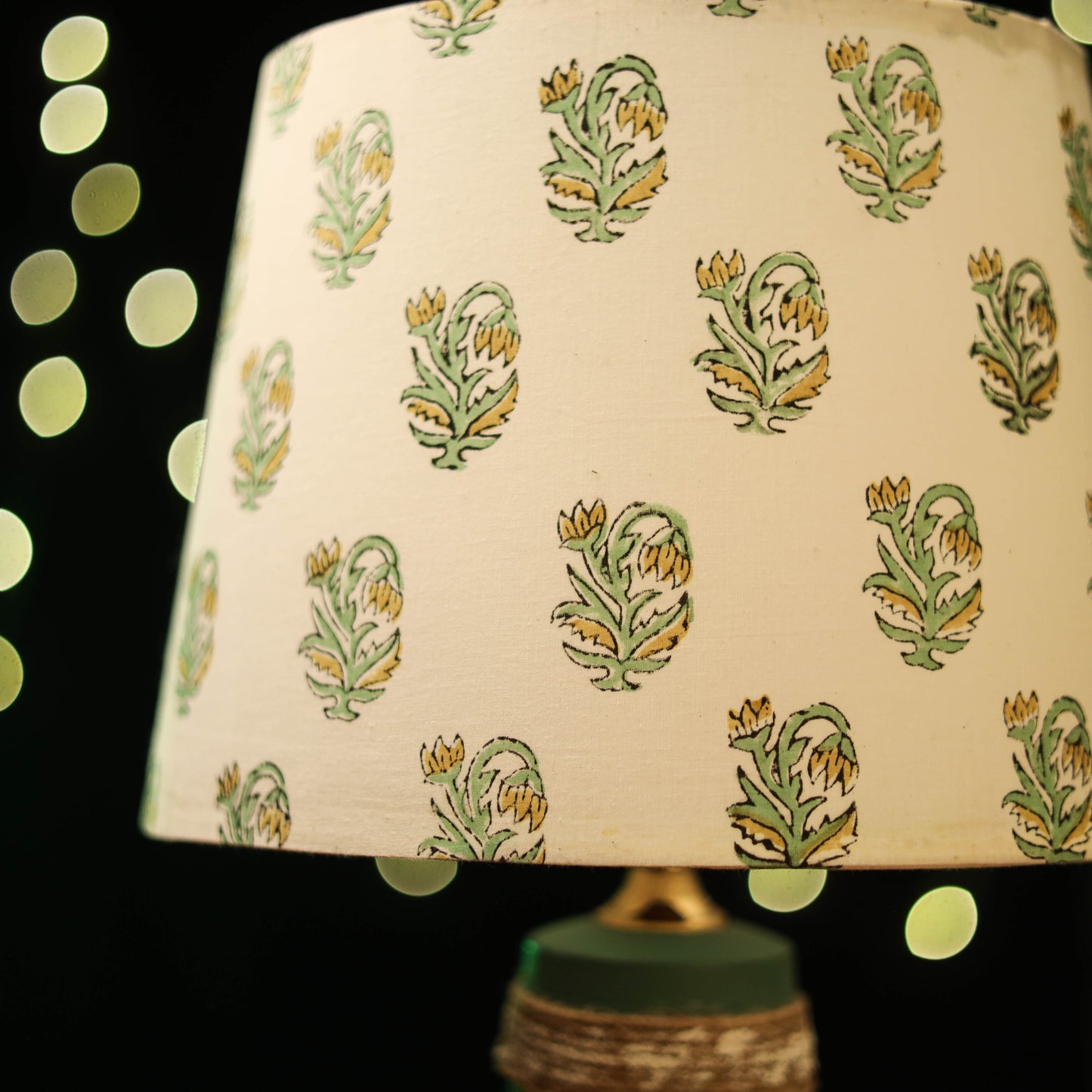 Beige - handcrafted floral fabric lamp shade 14