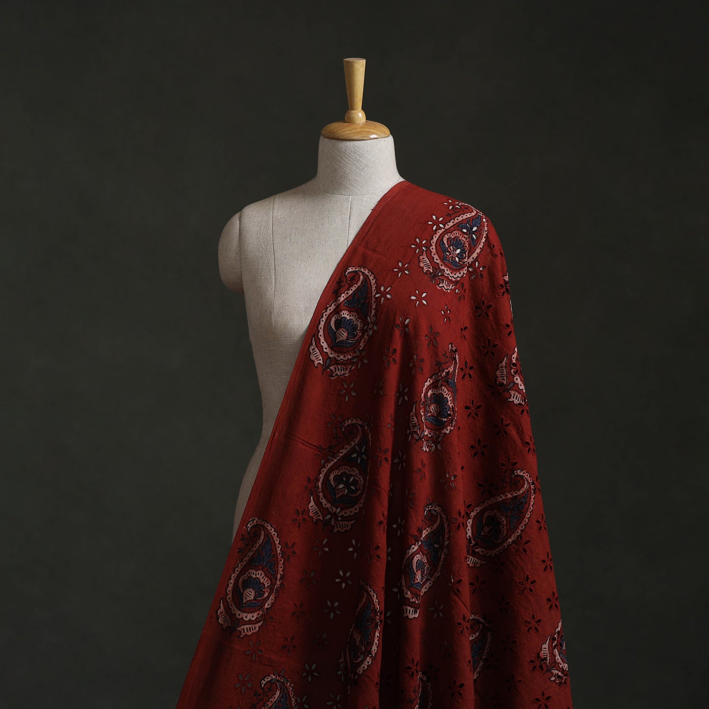 Maroon - Hakoba Hand Block Ajrakh Print Natural Dyed Cotton Fabric 85