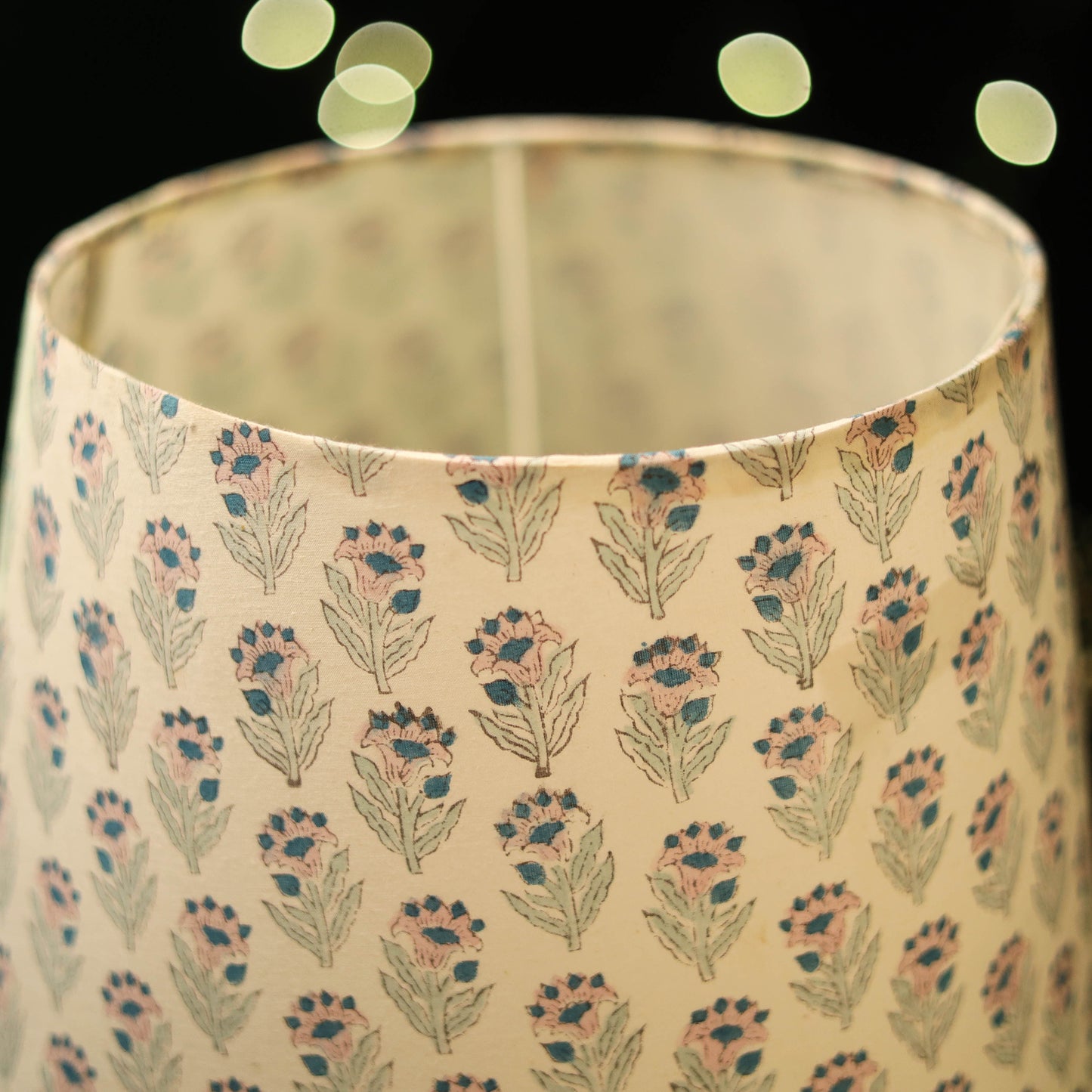 Beige - handcrafted floral fabric lamp shade 10