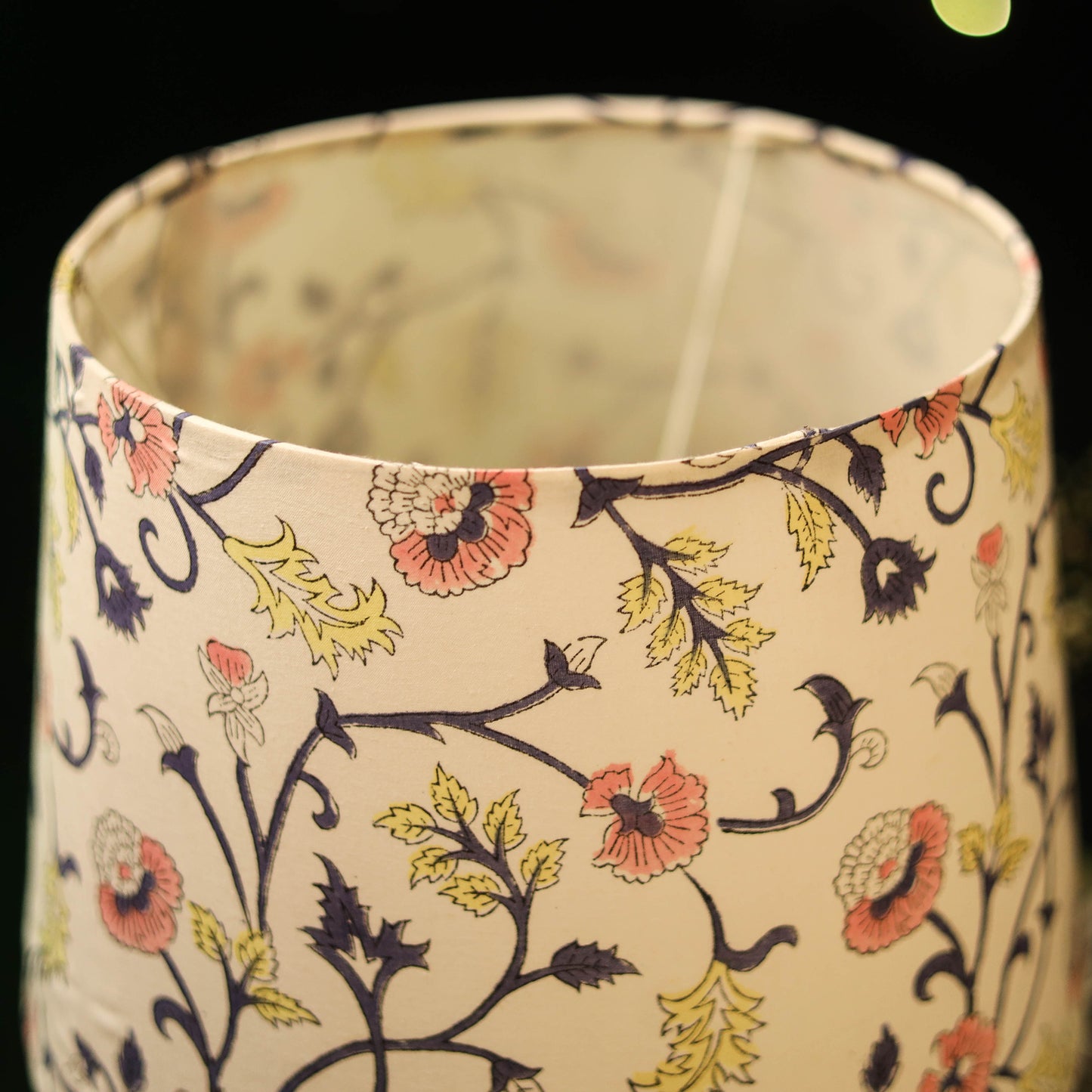 Beige - handcrafted floral fabric lamp shade 05