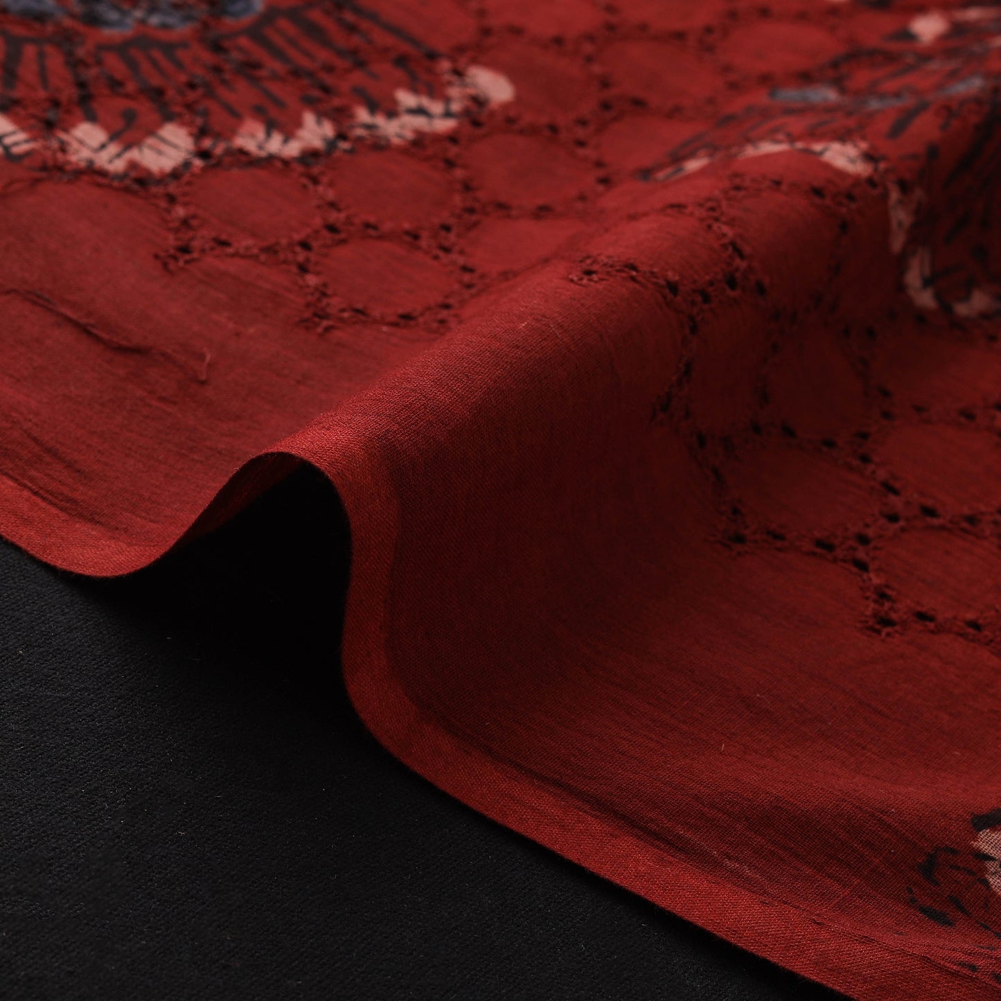 Multicolor - Maroon - Hakoba Hand Block Ajrakh Print Natural Dyed Cotton Fabric 90