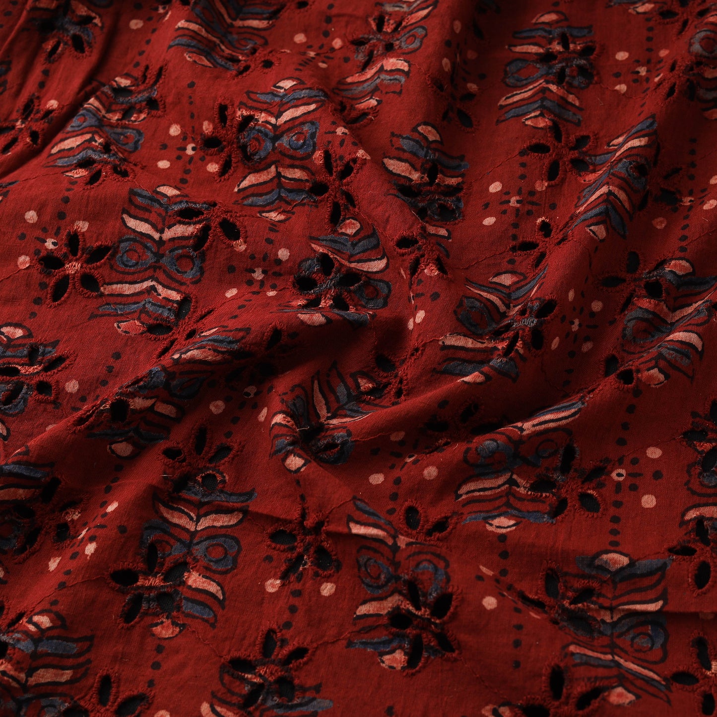 Maroon - Hakoba Hand Block Ajrakh Print Natural Dyed Cotton Fabric 89