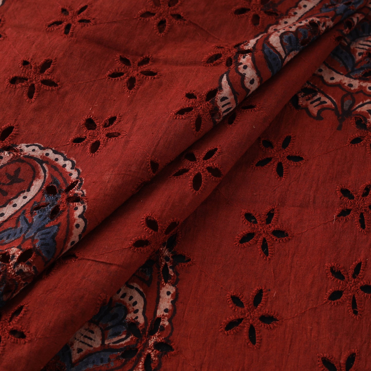 Maroon - Hakoba Hand Block Ajrakh Print Natural Dyed Cotton Fabric 85
