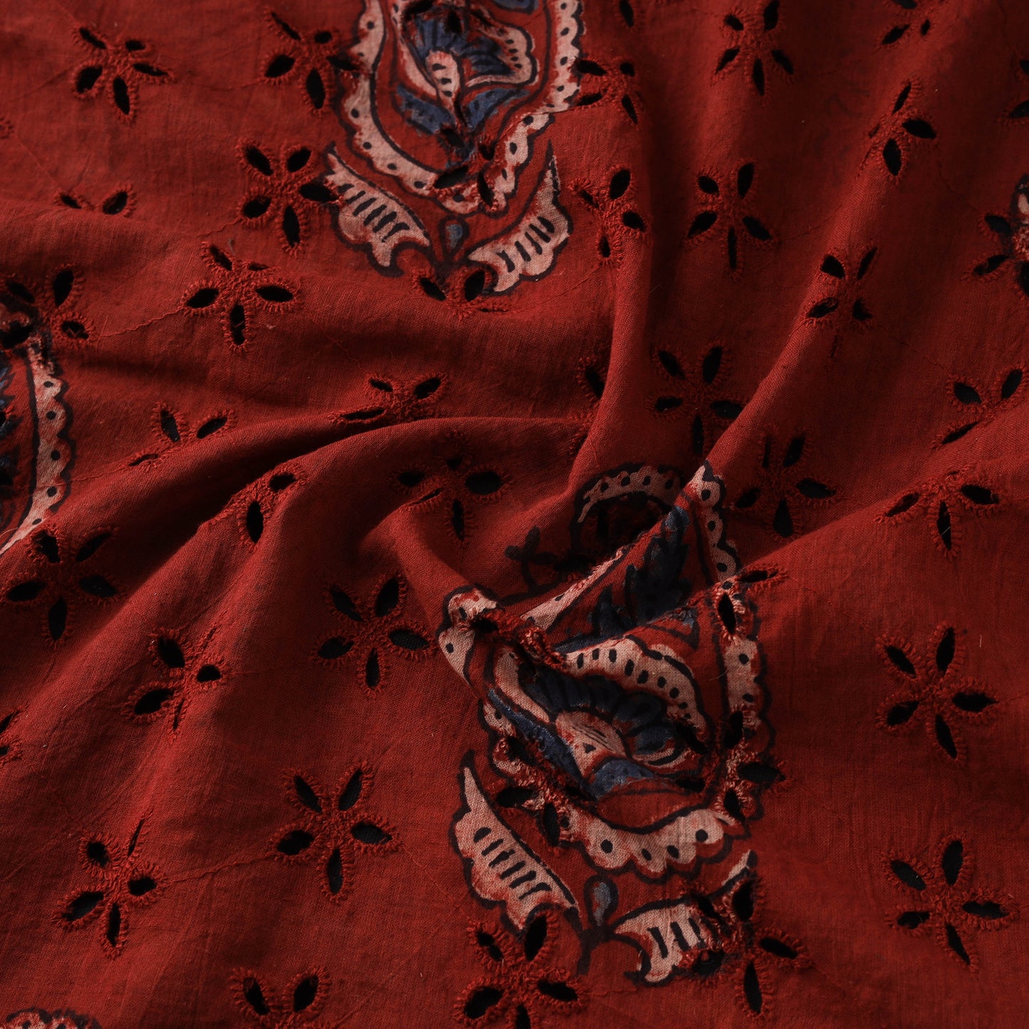 Maroon - Hakoba Hand Block Ajrakh Print Natural Dyed Cotton Fabric 85