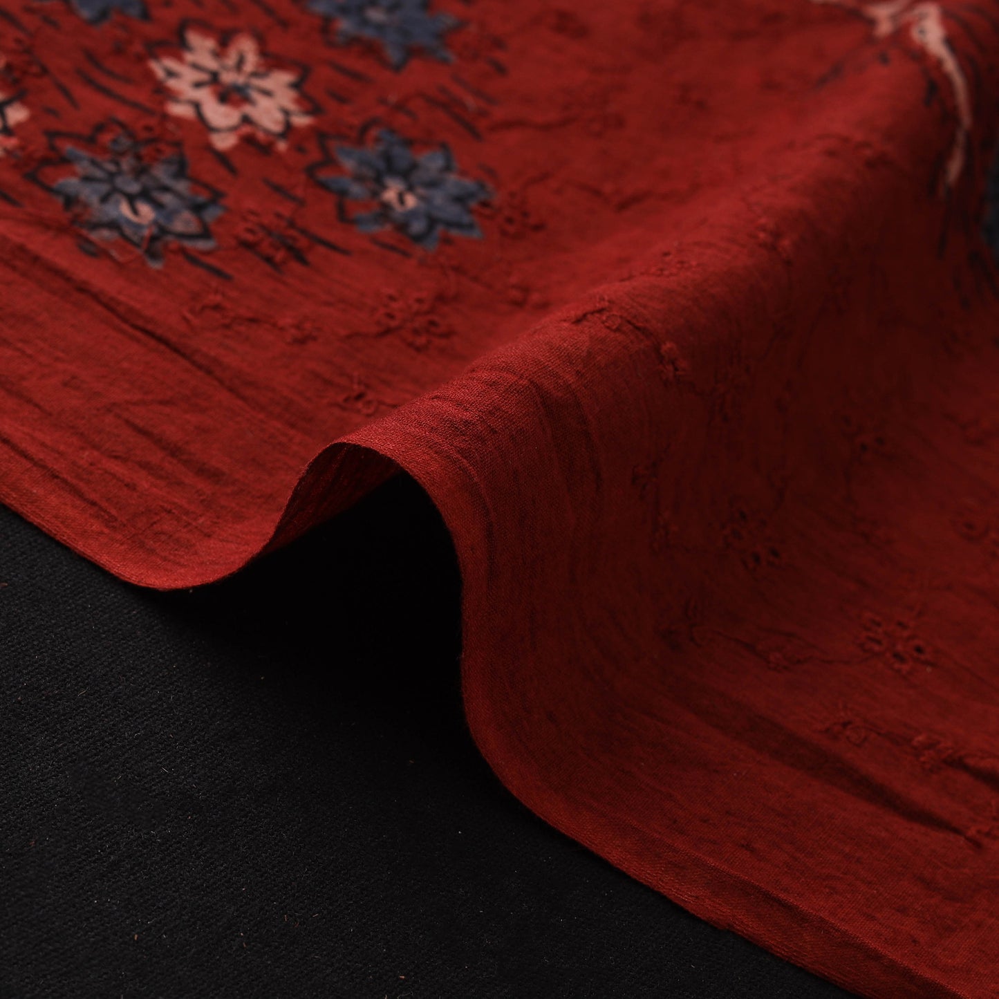 Maroon - Hakoba Hand Block Ajrakh Print Natural Dyed Cotton Fabric 82