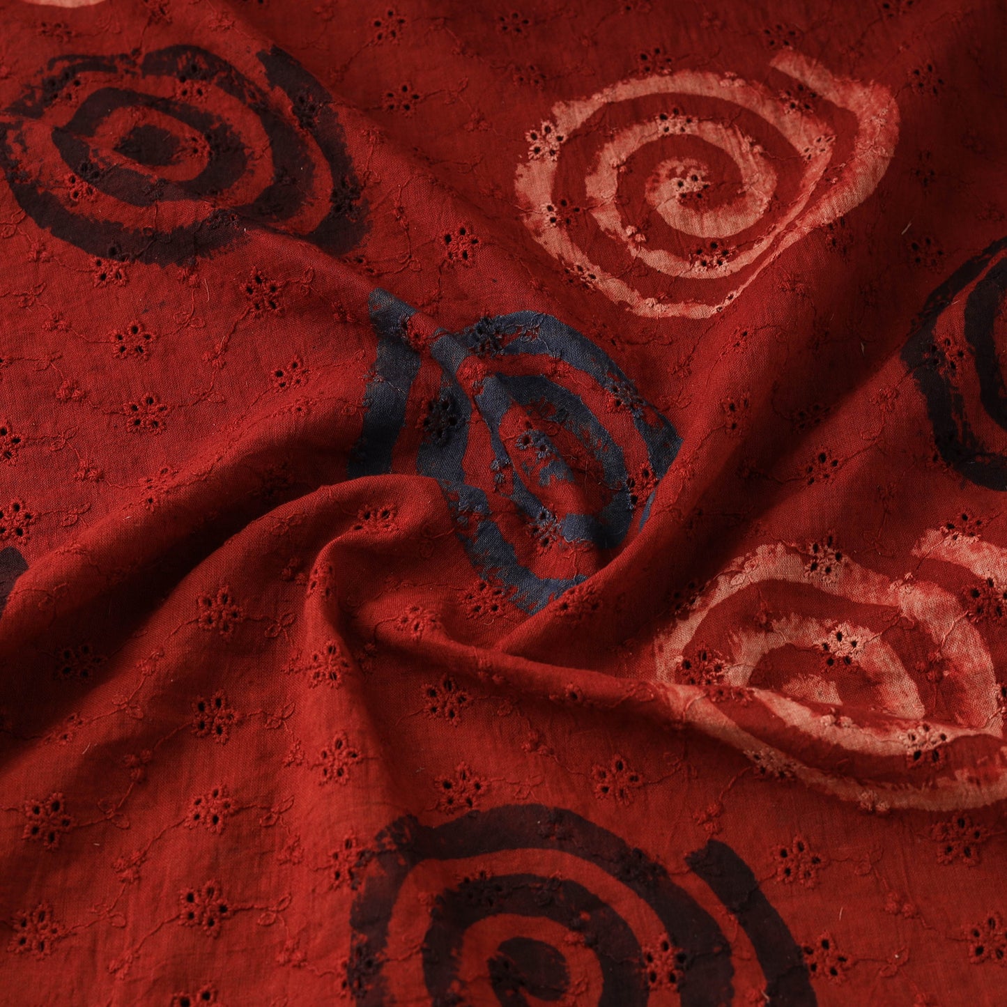Red - Hakoba Hand Block Ajrakh Print Natural Dyed Cotton Fabric 81